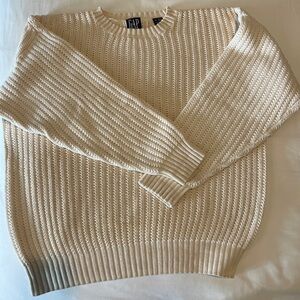 GAP Ivory Crew Neck Textured Knit Sweater